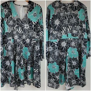 Signature Collection Women's Extra Large (XL,1X) 3/4 Sleeve Dress Vibrant Colors